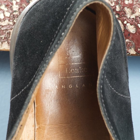 🇬🇧 Loake UK8 Sahara Desert Boot Black Suede Leather Plain Toe Chukka - Picture 7 of 9
